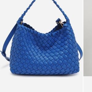 Woven Hobo Bag in Royal Blue with Braided Handle. Crossbody . New